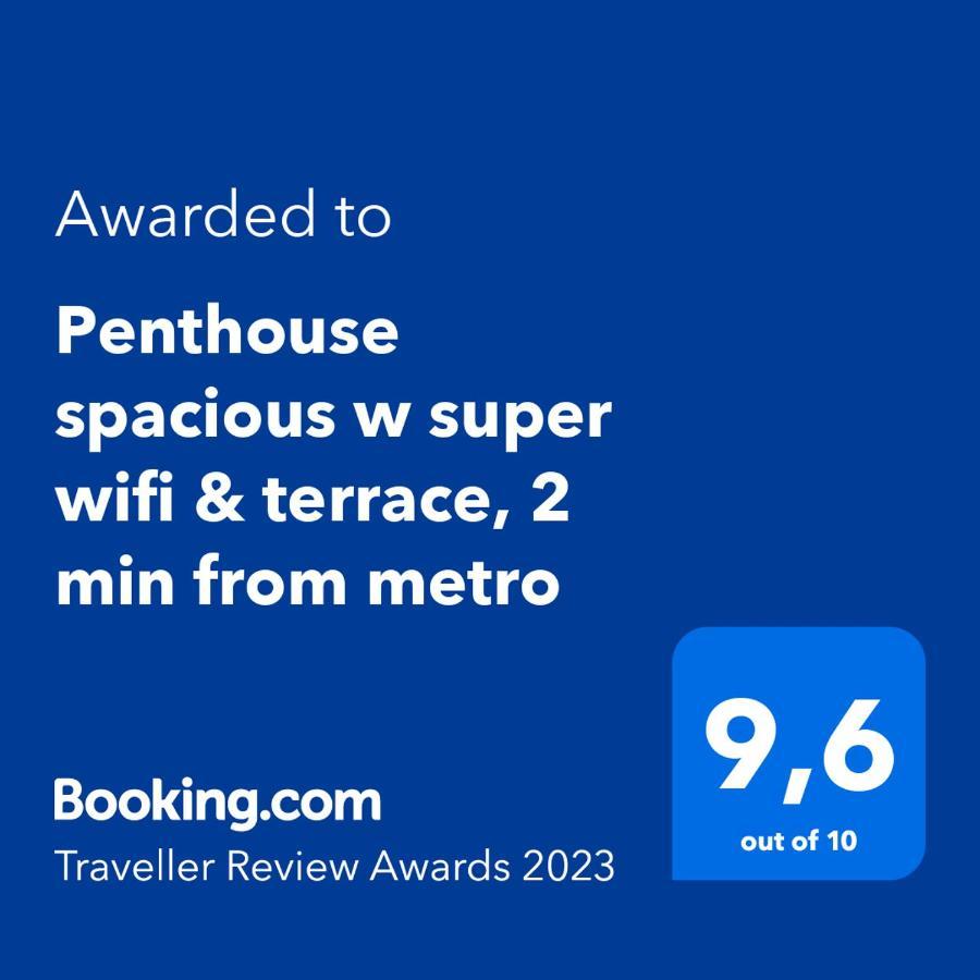 Penthouse Spacious W Super Wifi & Terrace, 2 Min From Metro Athen Exterior foto
